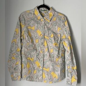 Boden Paisley Cotton Button-Up Blouse  women's US size 10 Boho Cottagecore